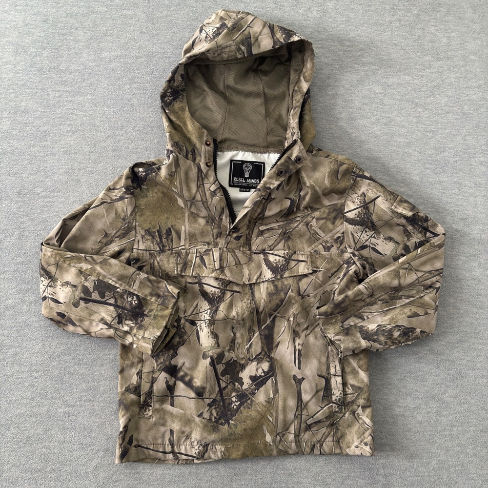 Rebel Minds Boys Medium 10-12 Real Tree Camo Quarter Zip Pullover Windbreaker